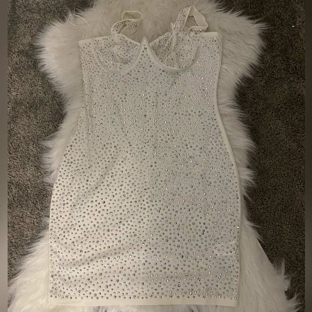 White Studded Mini Dress